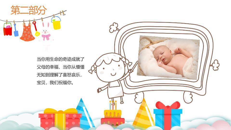 剪纸星球通用生日相册PPT模板3