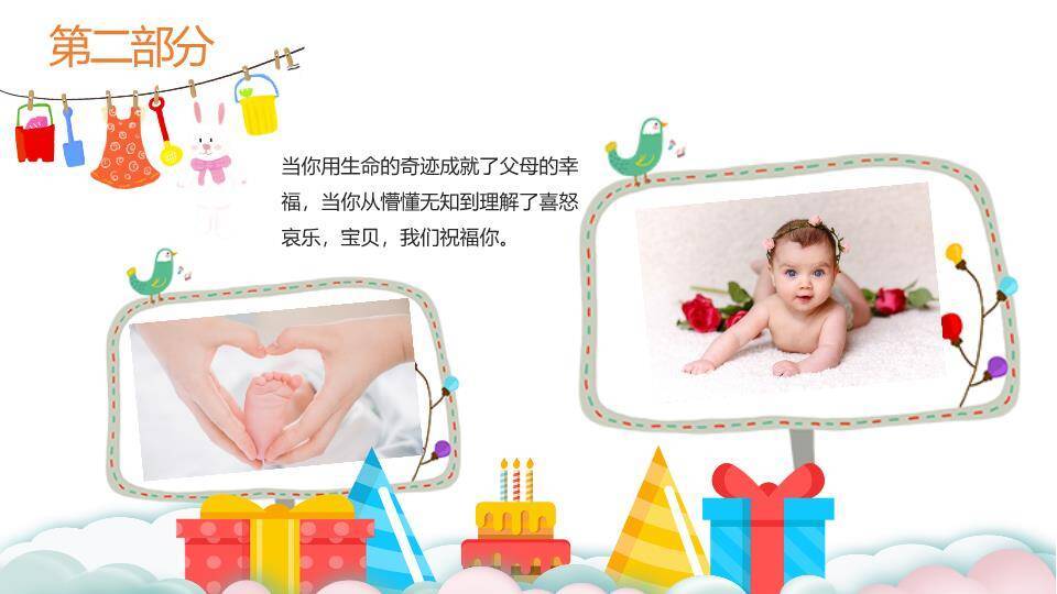 剪纸星球通用生日相册PPT模板4