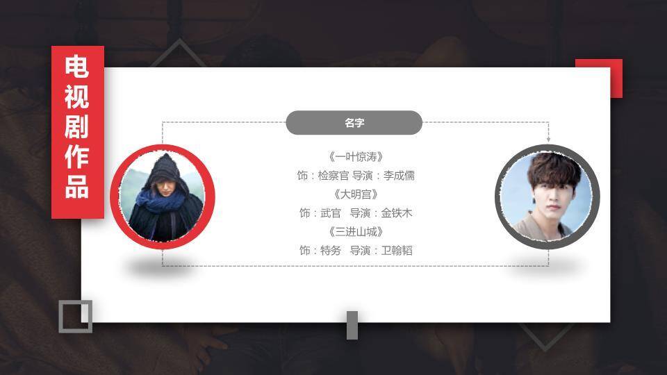 黑白序章新人演员专业介绍PPT模板8