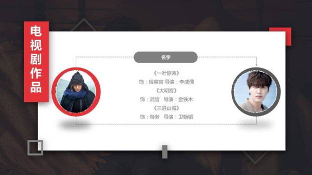 黑白序章新人演员专业介绍PPT模板8