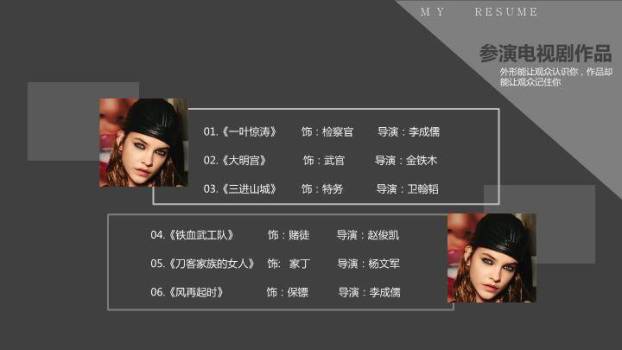 胶片回响复古风艺人介绍PPT模板7