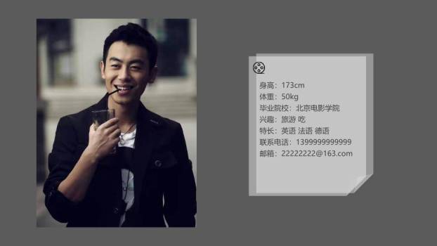 笔触映像演员个性资料介绍PPT模板1