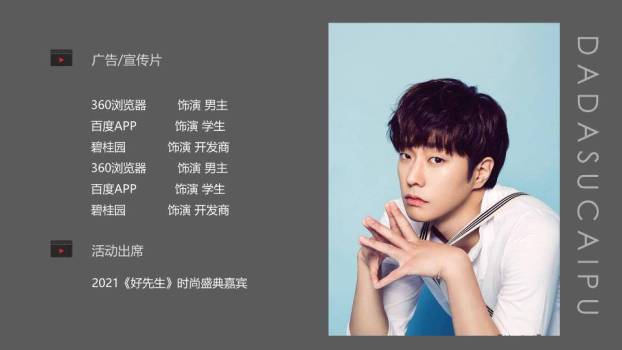 笔触映像演员个性资料介绍PPT模板3