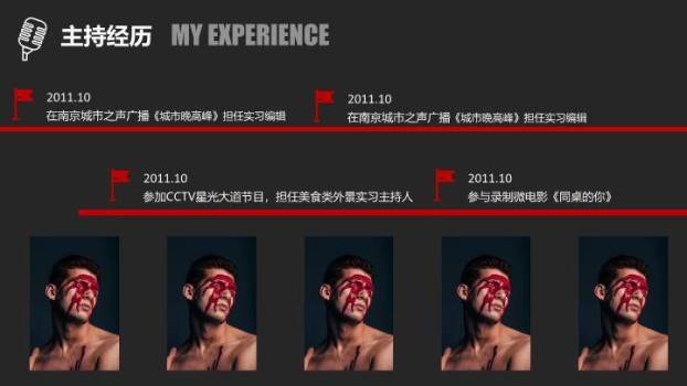 三角筑梦主持人艺术化介绍PPT模板5