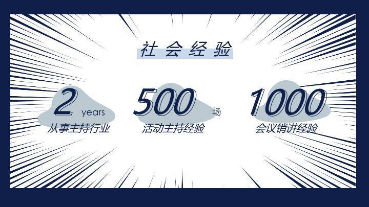 蓝野心声主持人文艺风介绍PPT模板2