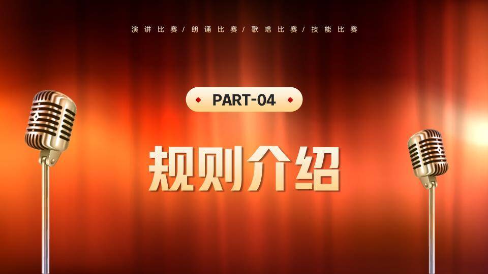 复古暖光斑麦克风演讲比赛通用PPT模板4