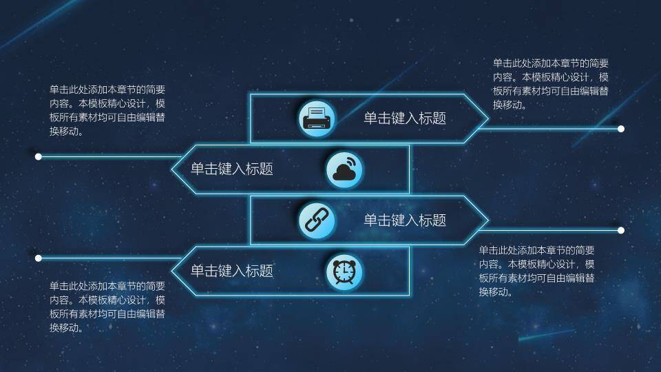 星空宇宙悬浮字科技感演讲PPT模板7