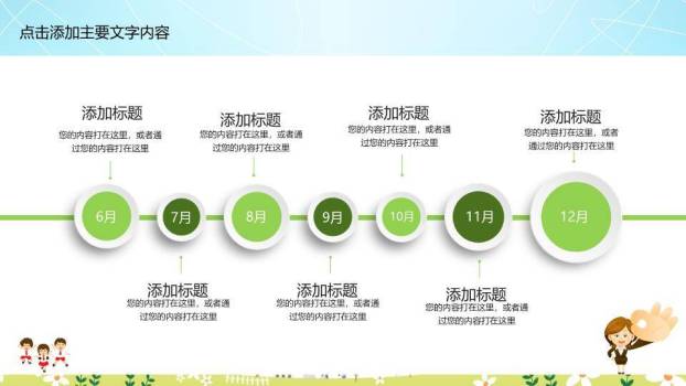 蓝天绿叶卡通儿童演讲比赛PPT模板4