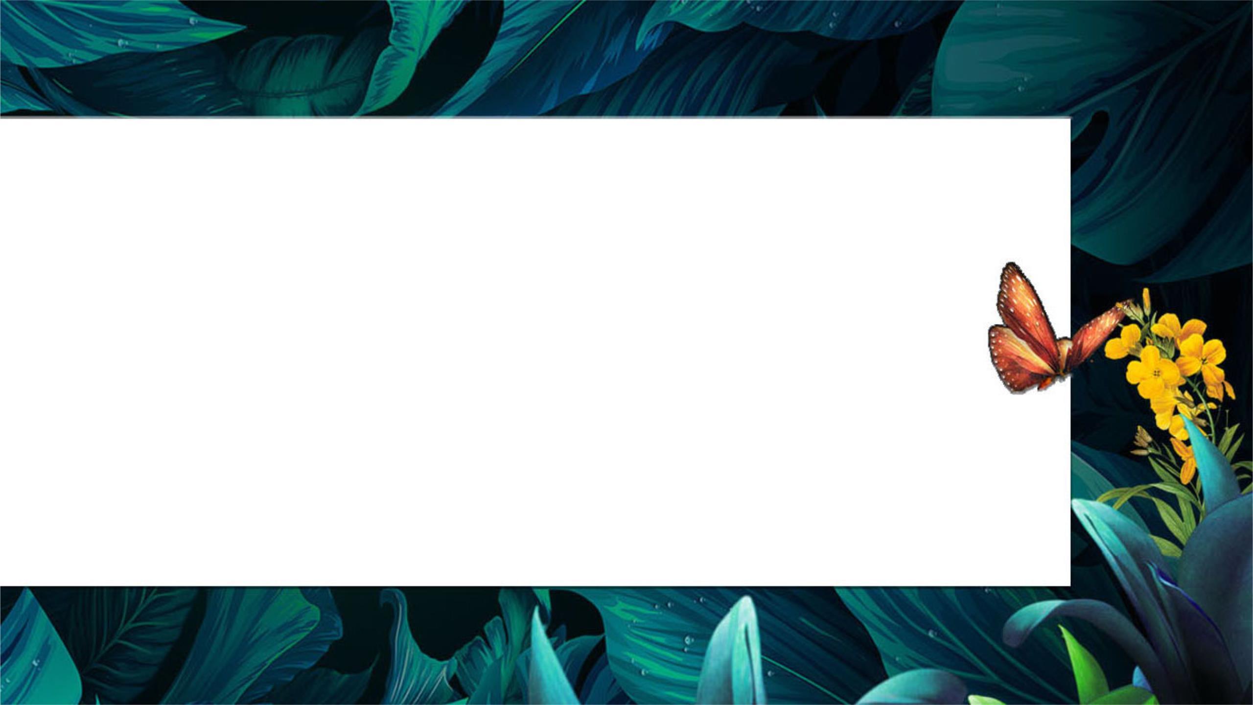 绿色小清新热带植物PPT背景图片0