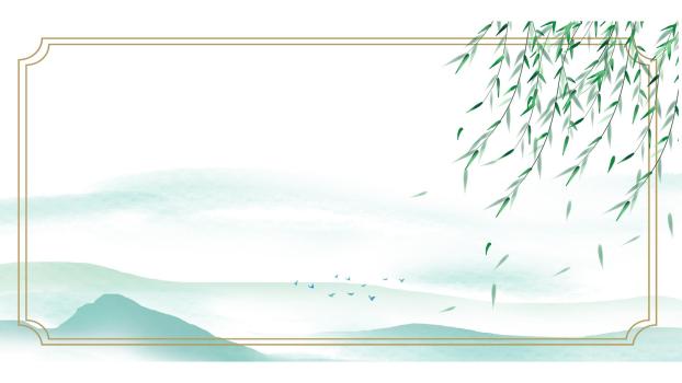 绿色小清新柳岸春景PPT背景图片0