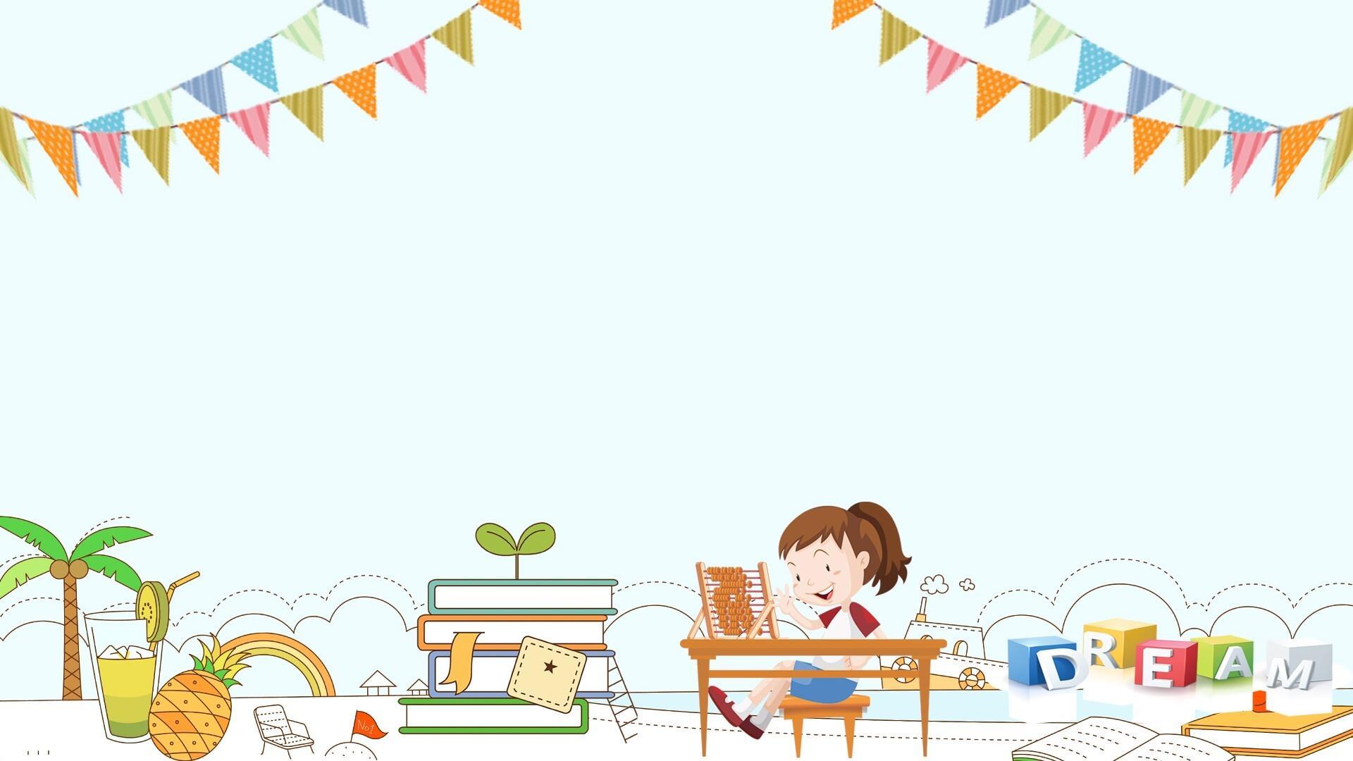 彩色卡通风格梦想学习PPT背景图片0