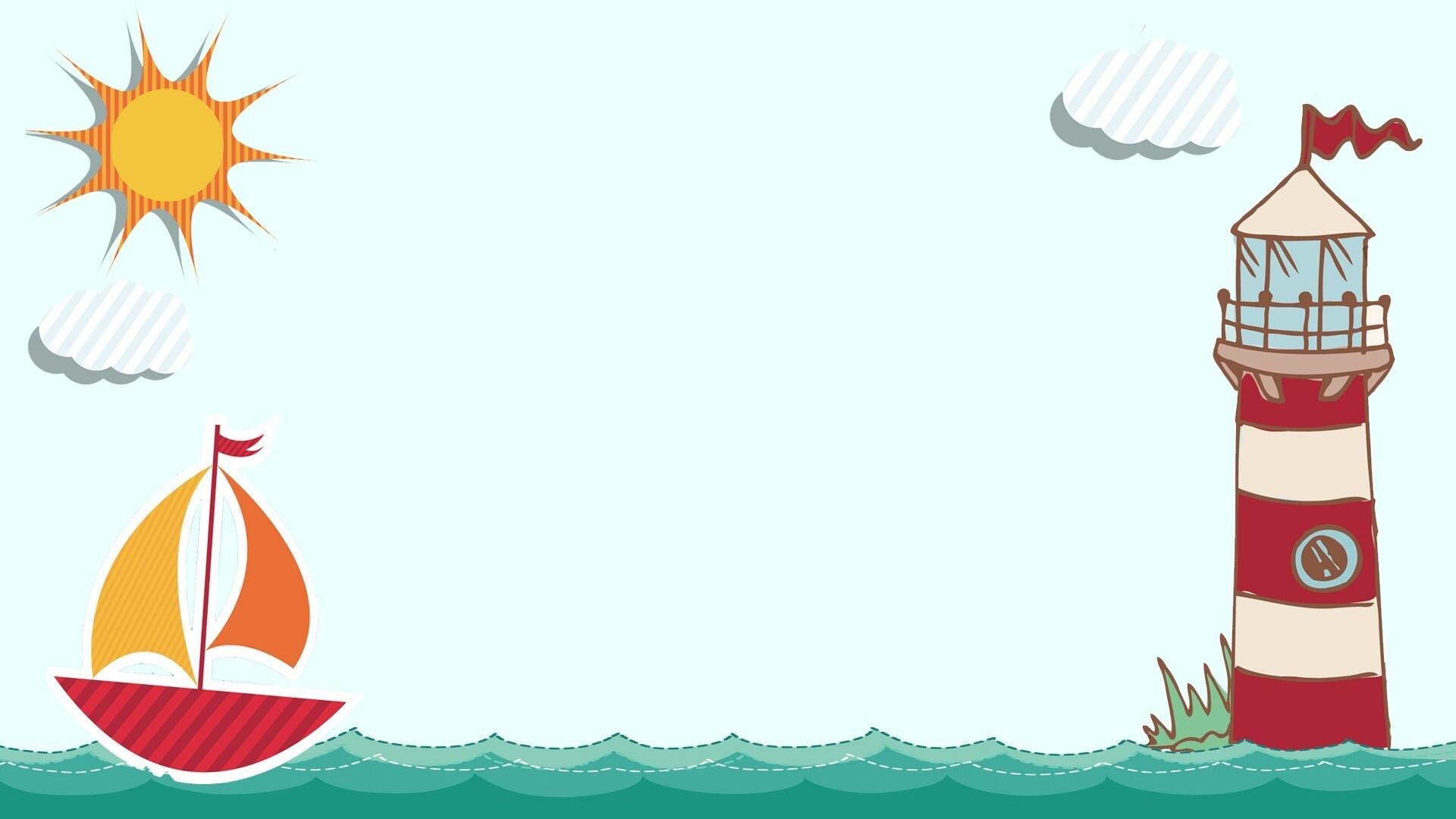 彩色卡通风格海洋PPT背景图片0