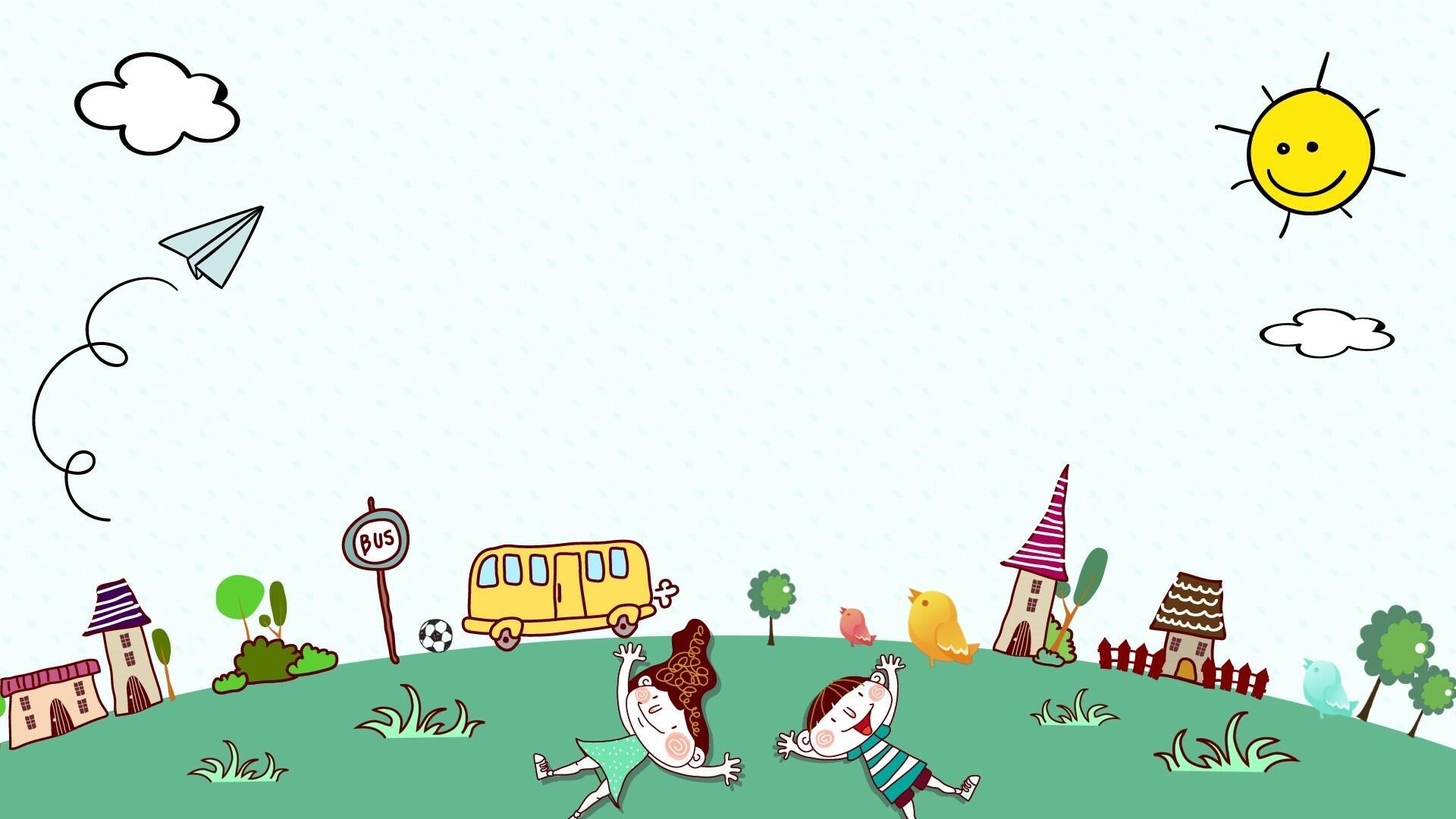 彩色卡通风格童趣PPT背景图片0