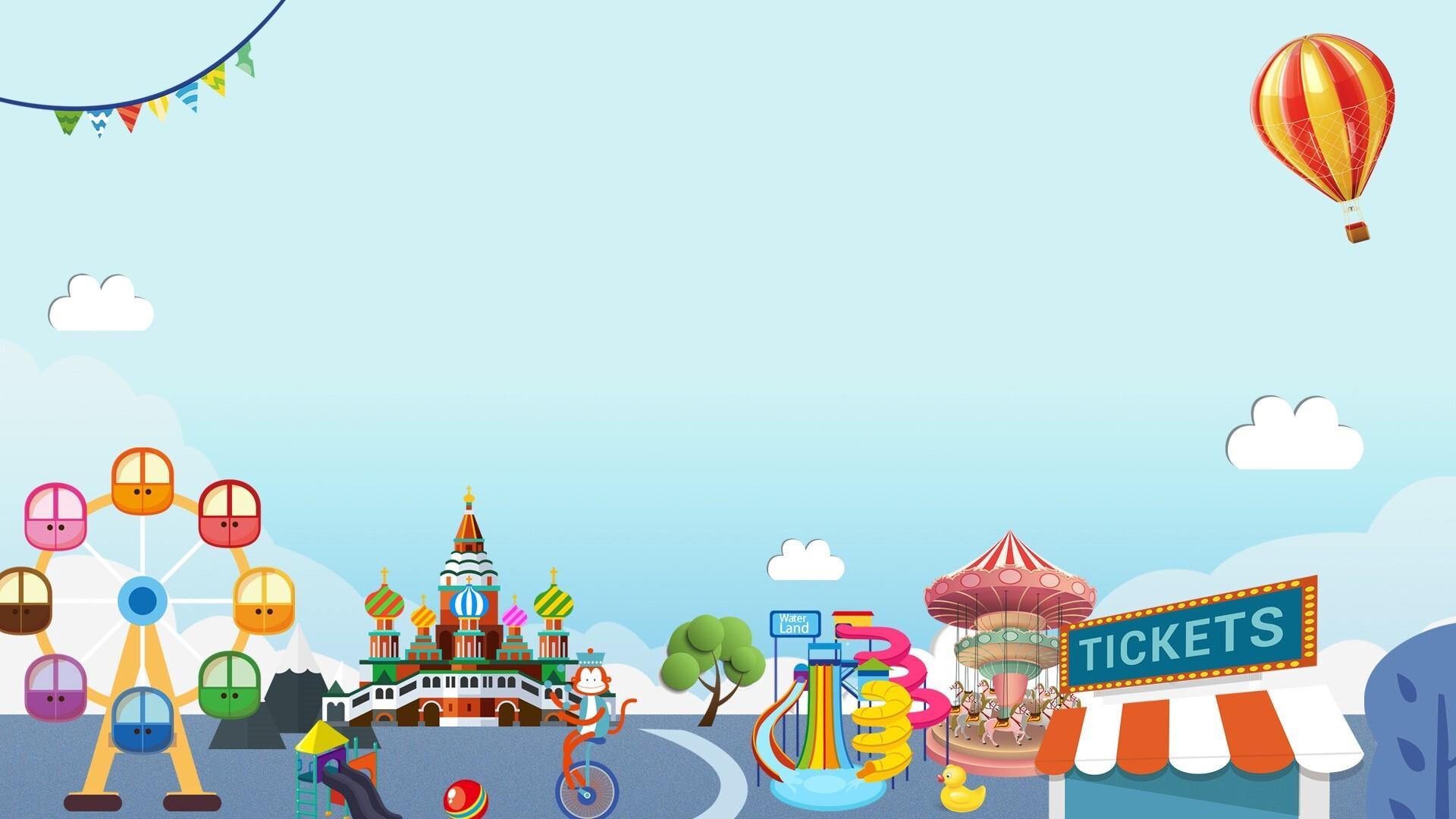 彩色卡通风格文具城市PPT背景图片0