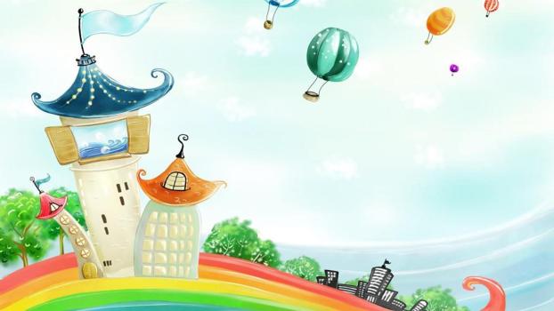 彩色卡通风格童话城堡PPT背景图片0