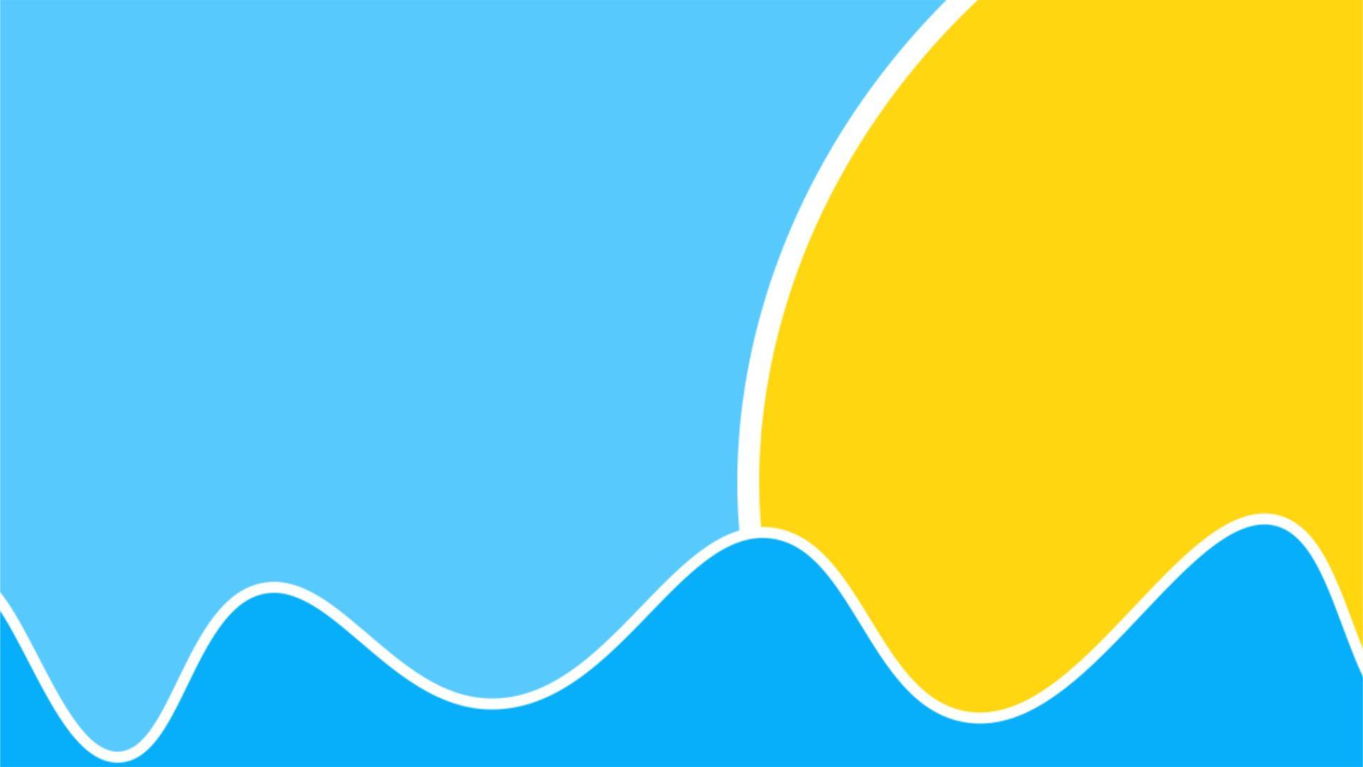 黄色卡通风格太阳海浪PPT背景图片0