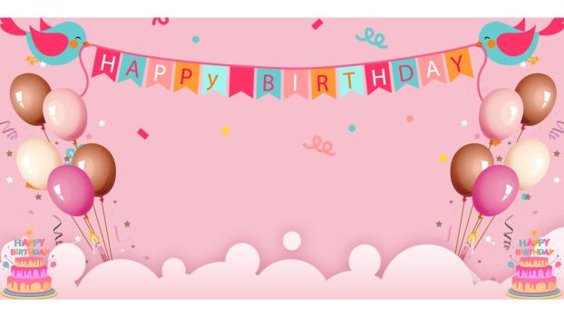 粉色卡通风格生日派对PPT背景图片0