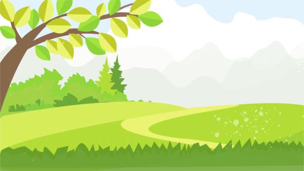 绿色卡通风格田园风光PPT背景图片0