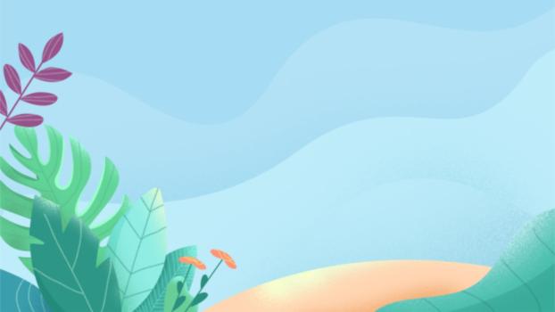 绿色小清新植物波浪PPT背景图片0