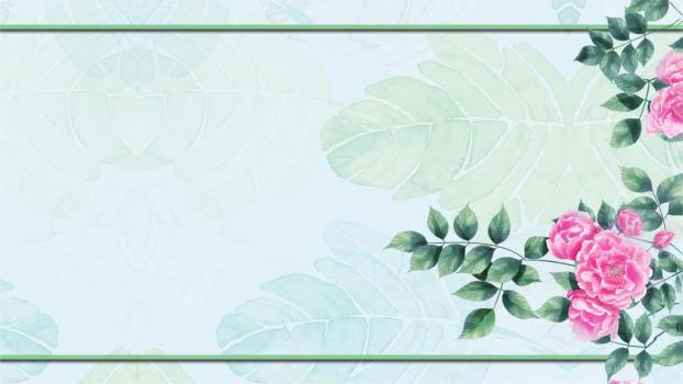 粉色手绘水彩花卉PPT背景图片0
