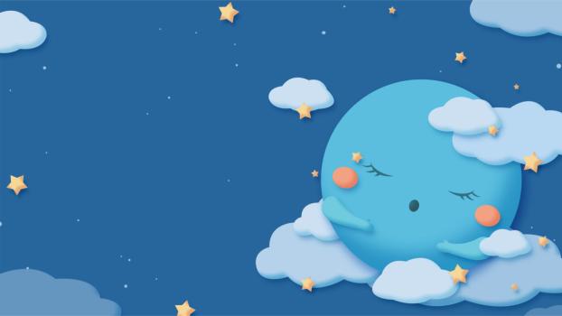 蓝色卡通风格梦幻月亮PPT背景图片0