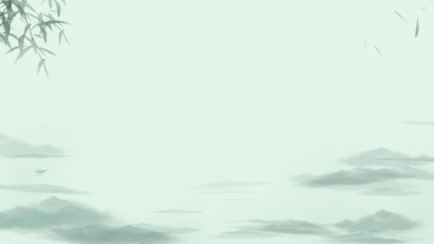 绿色中国风山水意境PPT背景图片0