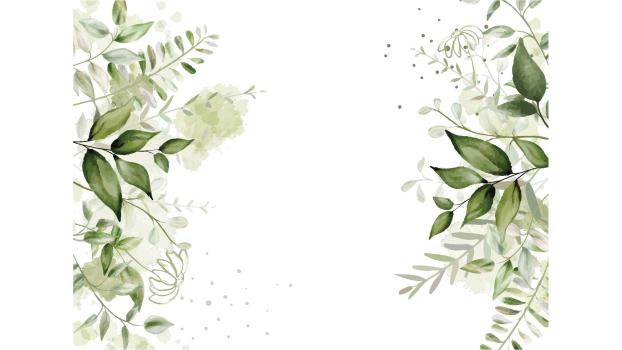 绿色手绘水彩植物PPT背景图片0