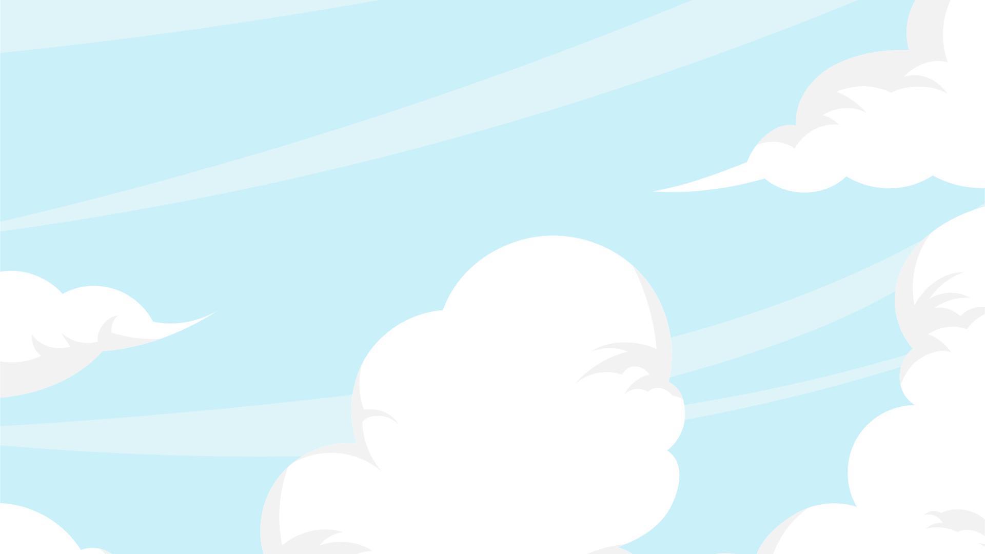 蓝色卡通风格白云天空PPT背景0