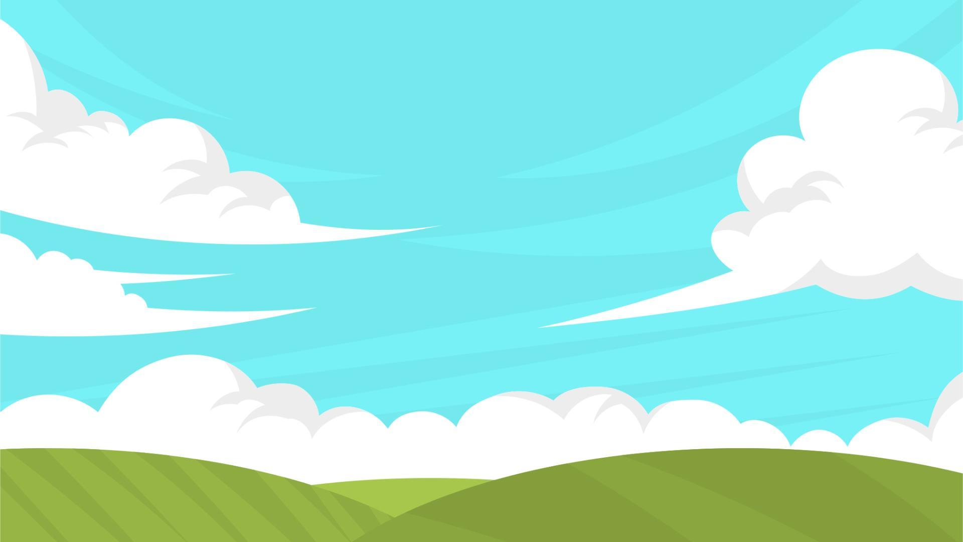 绿色卡通风格田园PPT背景0