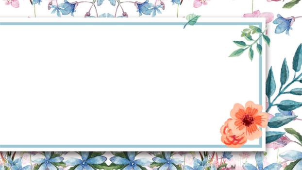 蓝色小清新水彩花卉PPT背景0