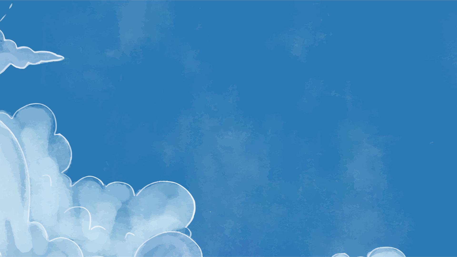 蓝色卡通风格蓝天白云PPT背景0