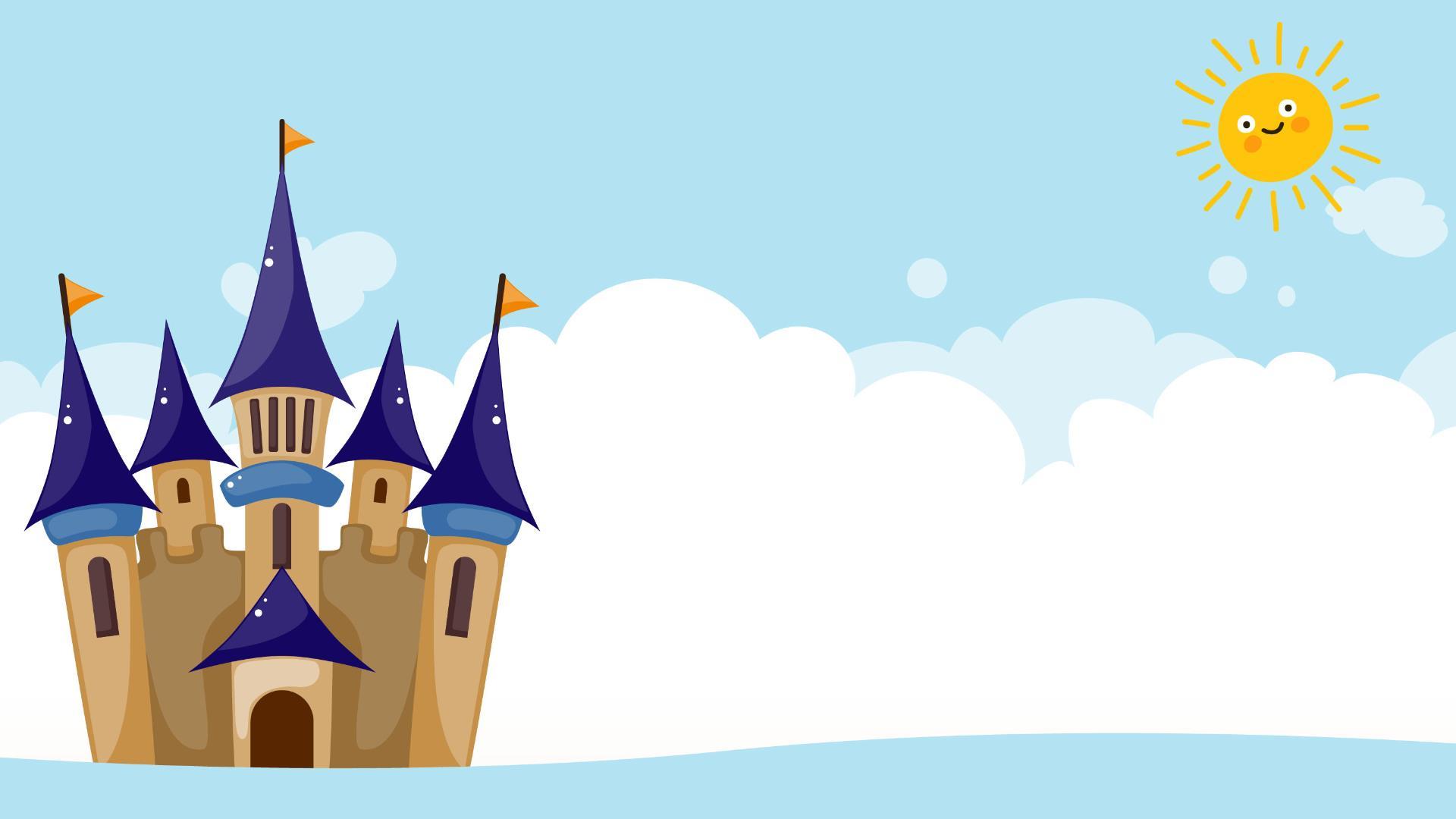 蓝色童话城堡阳光天空PPT背景0