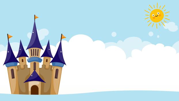 蓝色童话城堡阳光天空PPT背景0