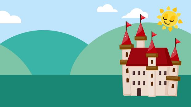 绿色童话城堡田园风光PPT背景0