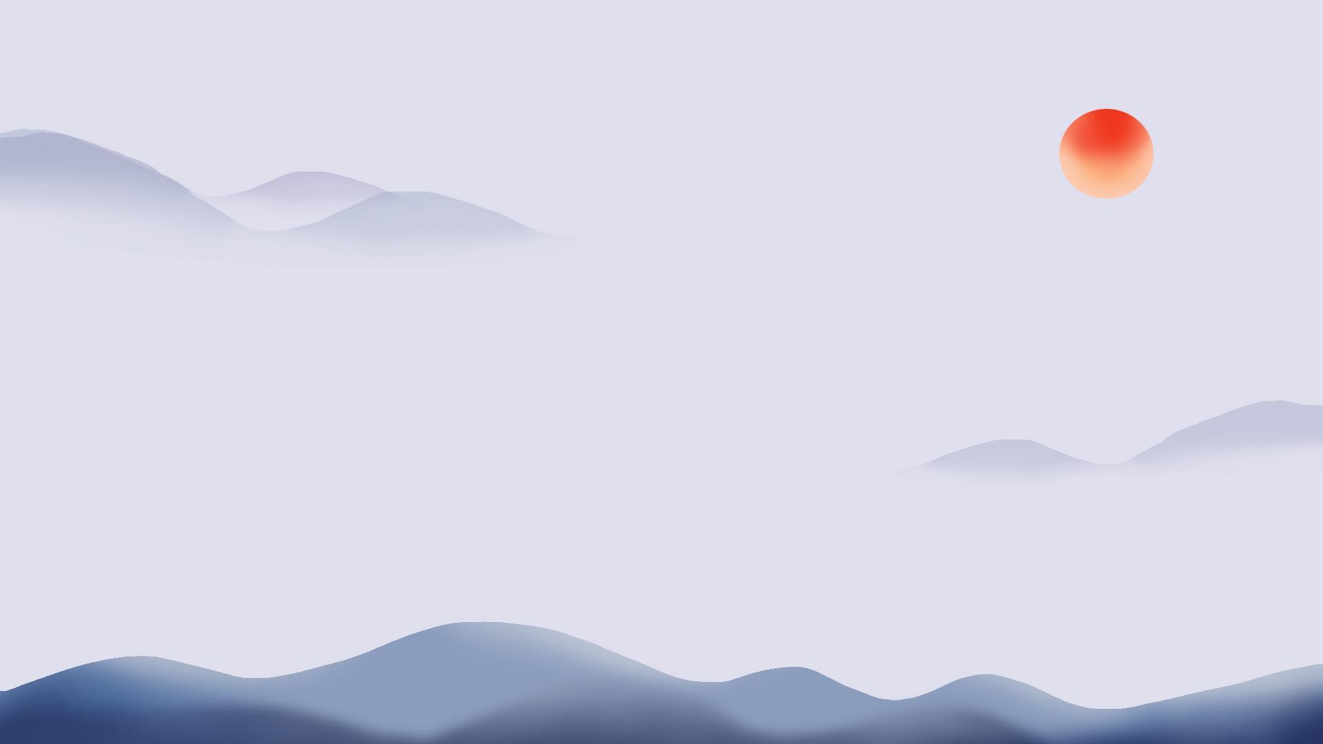 灰色中国风极简山水PPT背景0