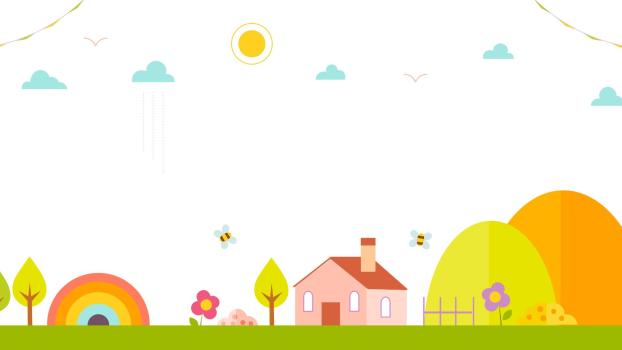 绿色卡通风格田园小屋PPT背景0