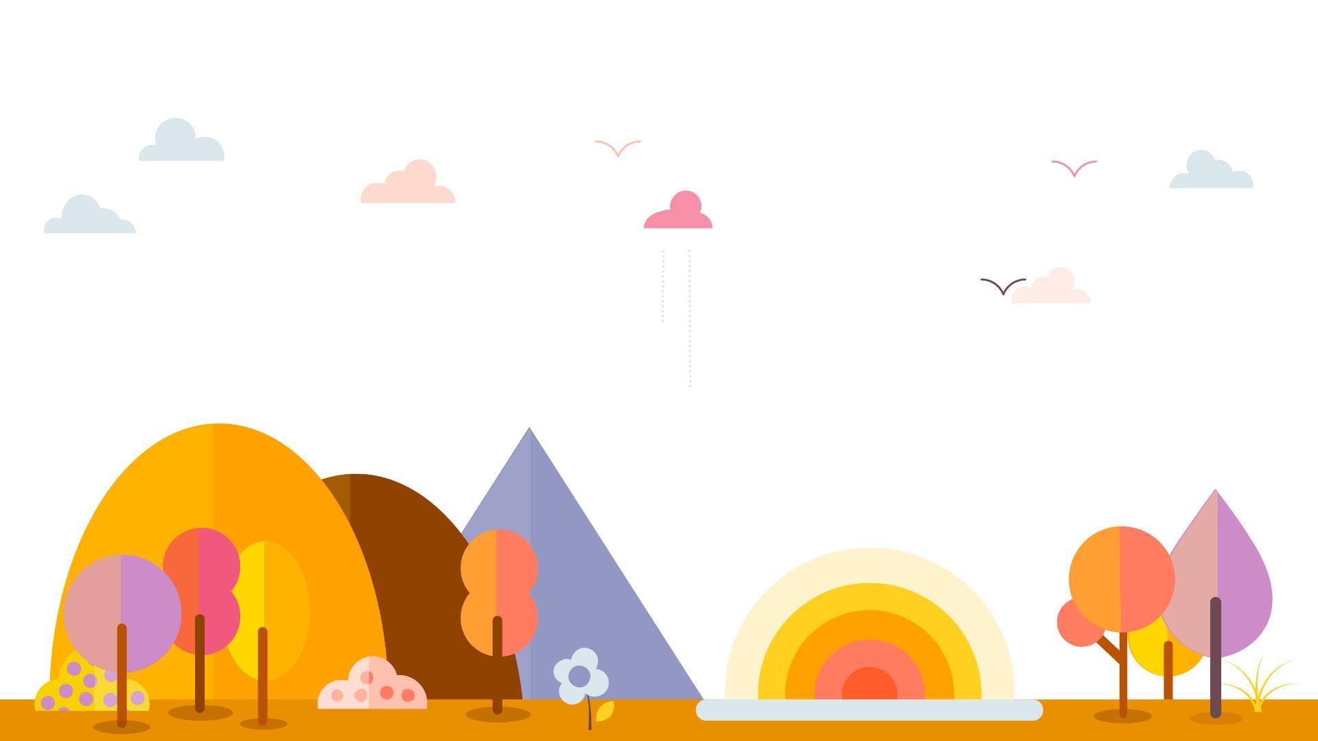 橙色卡通风格秋季风景PPT背景0