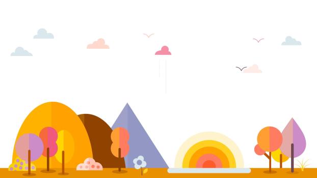 橙色卡通风格秋季风景PPT背景0