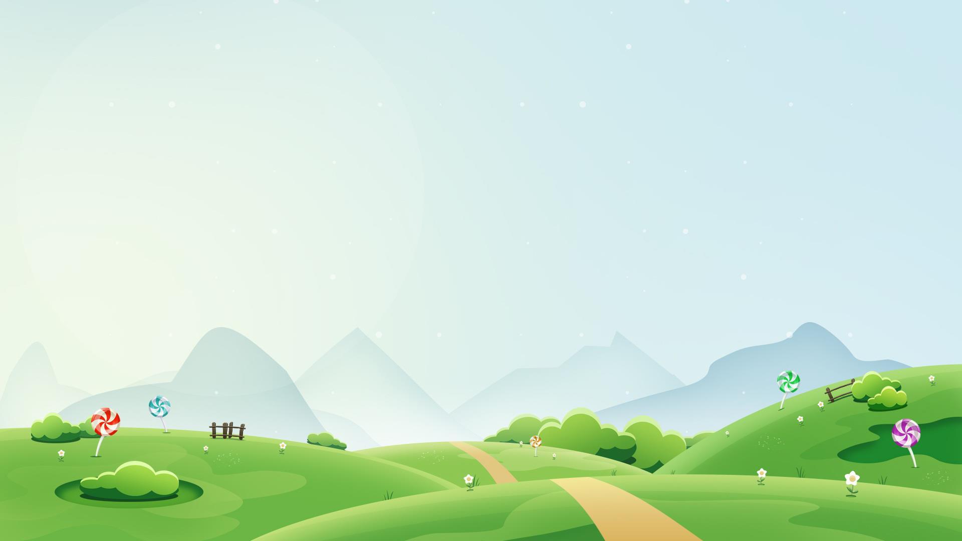 绿色卡通风格糖果世界PPT背景0