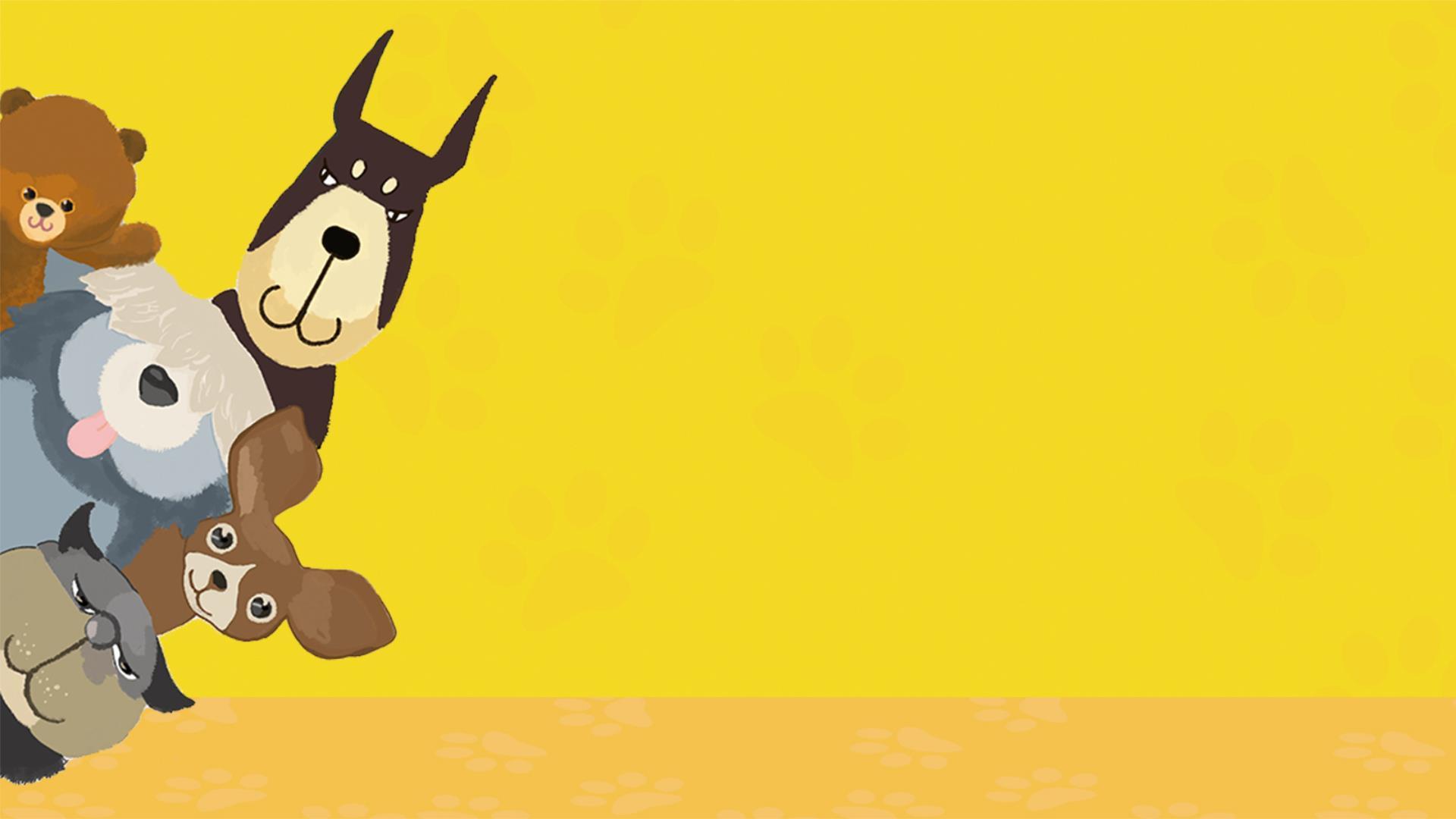 黄色卡通风格动物乐园PPT背景0