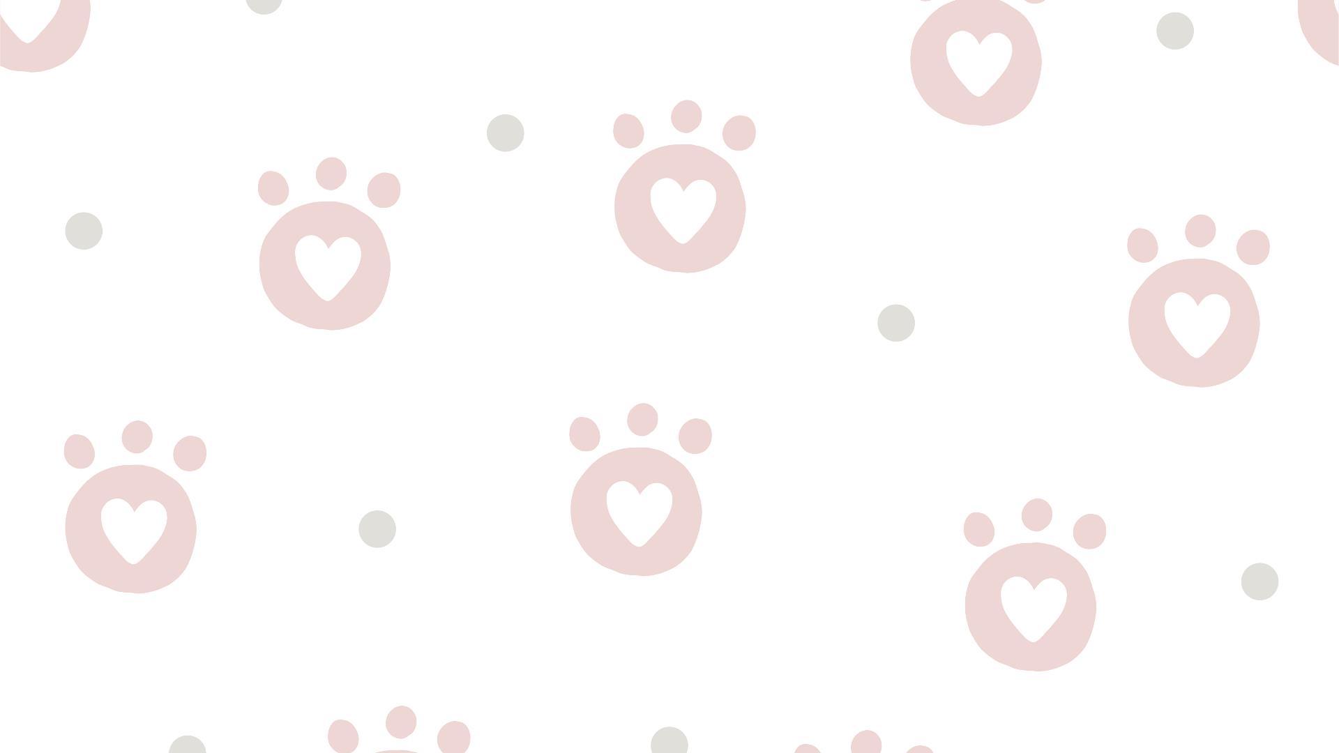 粉色卡通风格爱心爪印PPT背景0