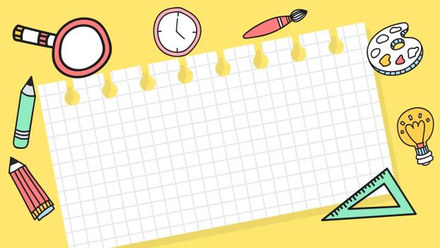 黄色卡通风格学习工具PPT背景0