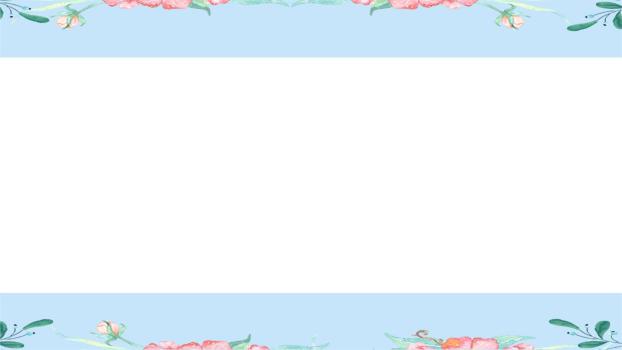 蓝色小清新水彩花卉边框PPT背景0