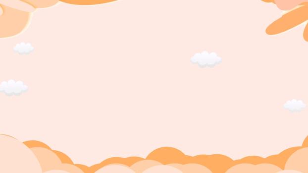 橙色卡通风格梦幻云朵PPT背景0
