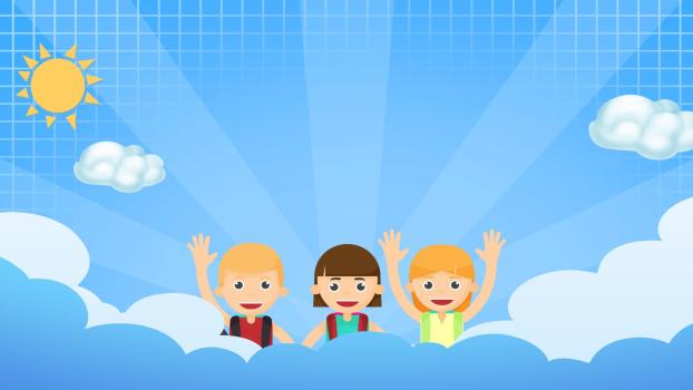 蓝色卡通风格儿童欢庆PPT背景0