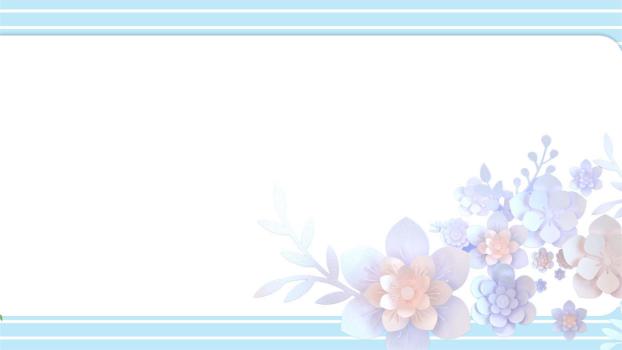 淡蓝色纸艺花簇PPT背景0