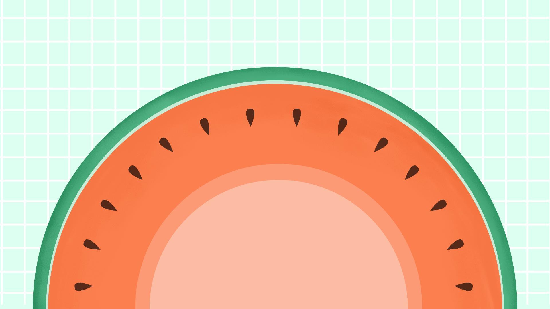 橙色卡通西瓜切片PPT背景0