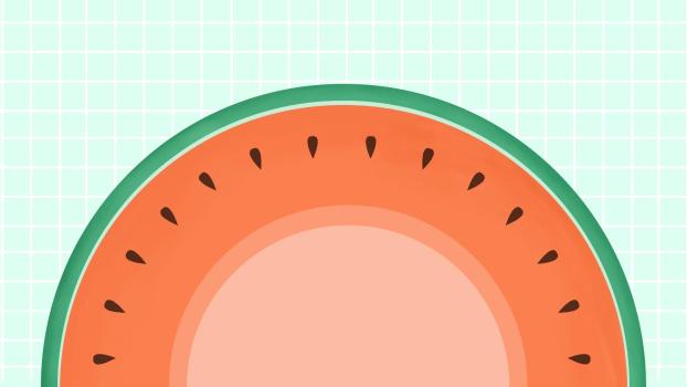 橙色卡通西瓜切片PPT背景0