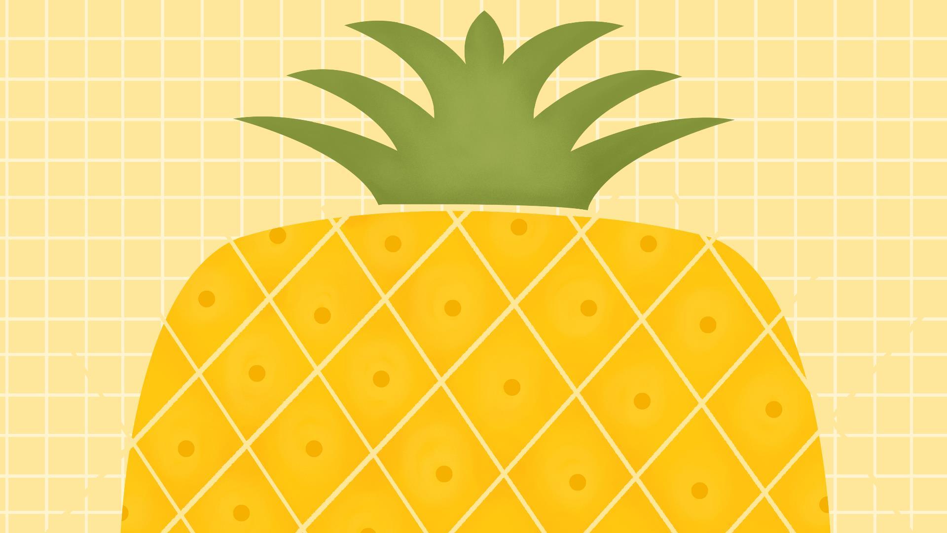 黄色卡通菠萝PPT背景0