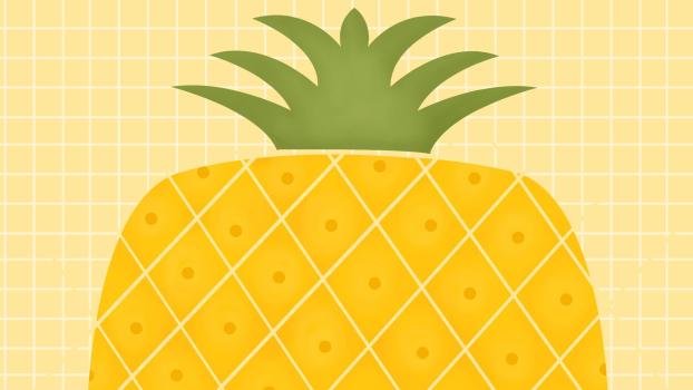 黄色卡通菠萝PPT背景0